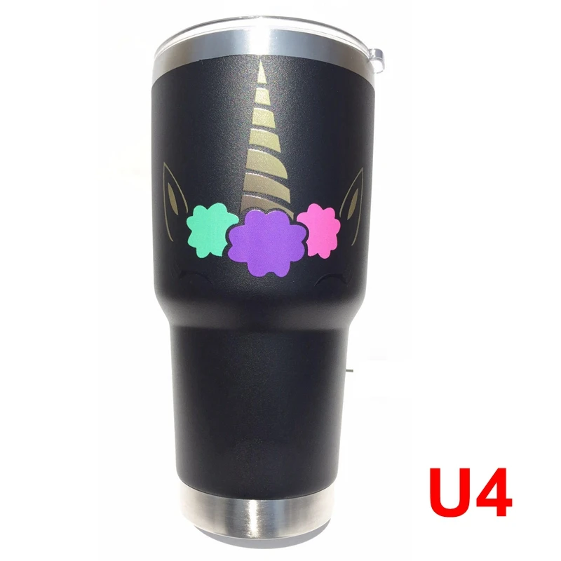 U4- P. black 50 шт. Единорог бутылка из нержавеющей стали с двойными стенками Вакуумная чашка-термос с Защита от проливов крышка 16 унций 20 унций 22 унций 30 унций 32 унций - Цвет: U4- P. black