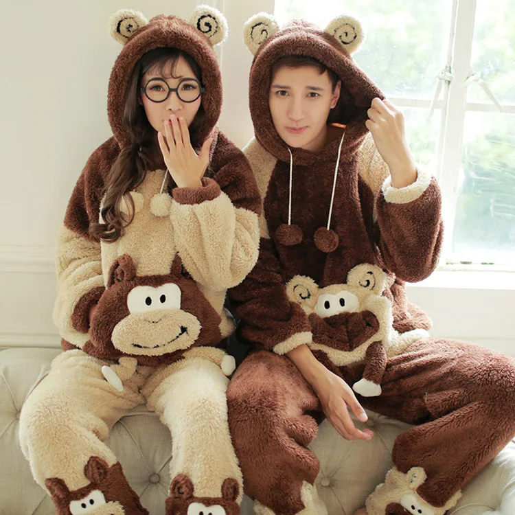 Унисекс зимняя пижама с длинными рукавами для мужчин и женщин капюшоном | Женская