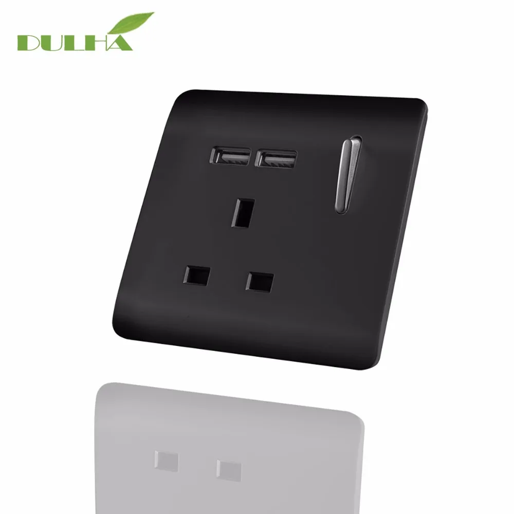 DULHA UK 13A USB Wall Socket 1 Gang Electrical Power Switched With 2 Plug Ports Quick Charger Outlet Port Free Shipping | Обустройство