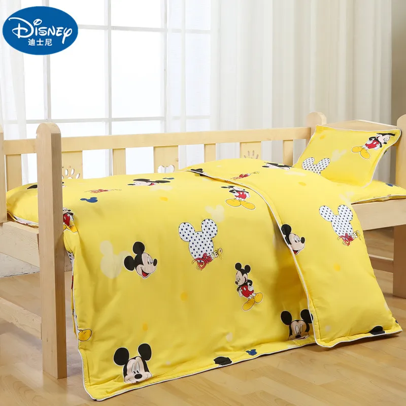 Disney 100% хлопок желтый Комплект постельного белья Микки детская кроватка Минни
