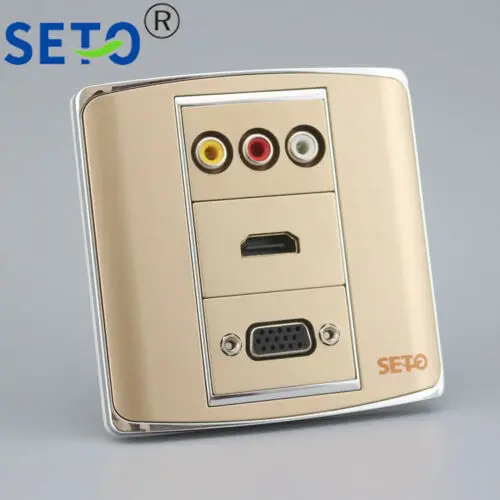 86 Тип 3 порта бесплатный припой RCA AV аудио + HDMI гнездо VGA лицевая панель Keystone |