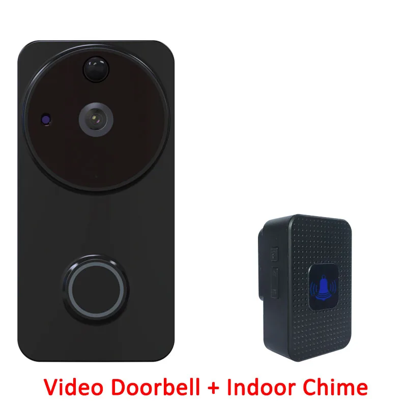 Черный 1080P IP54 открытый Tuya батарея питание кольцо Смарт Wi-Fi включен видео дверной звонок Камера PIR обнаружения движения работает Alexa Google - Цвет: Черный