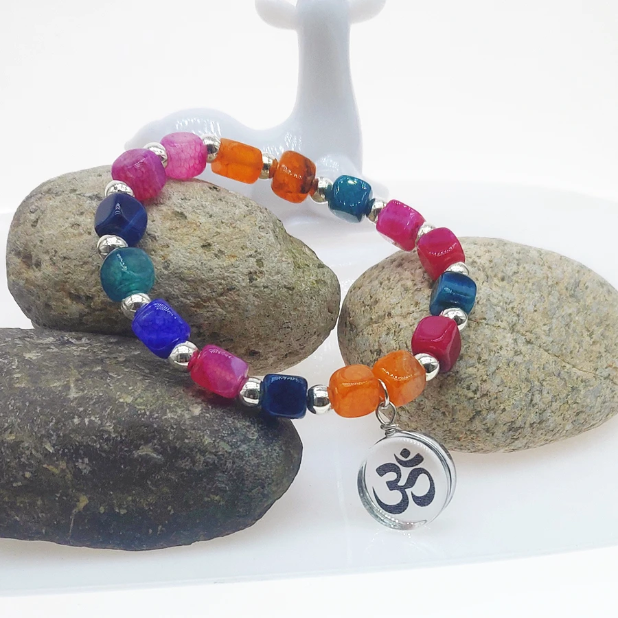 Цветные квадратные кристаллы 8 мм бусы Мала Браслет Чакра Драгоценные Природные