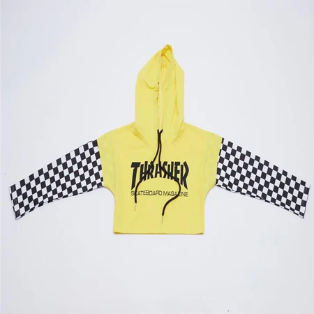 Yellow Top Г. Танцевальные костюмы в стиле хип-хоп для девочек, костюм в клетку желтая одежда с длинными рукавами для джаза детский красный сценический костюм для уличных танцев BL1764 - Цвет: Yellow Top