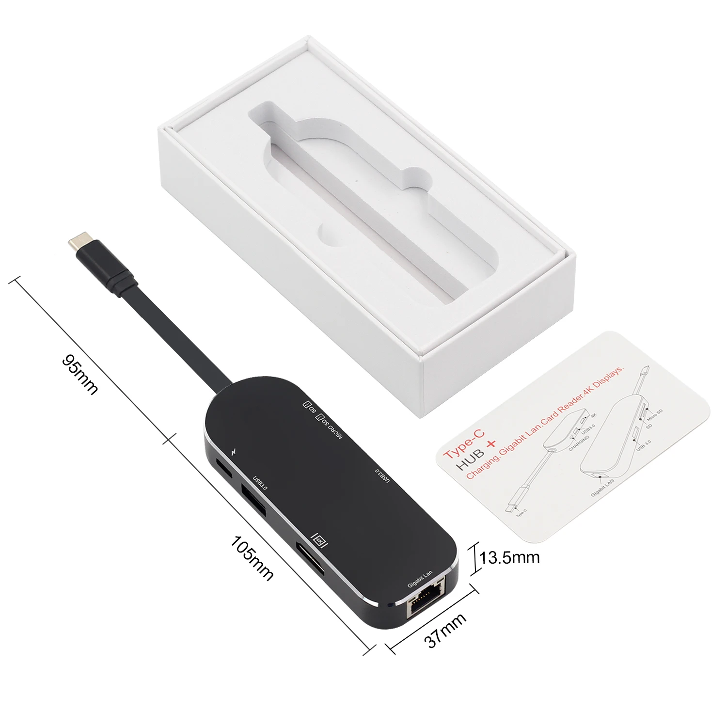 Black Usb type C к HDMI 4K Gigabit Ethernet RJ45 адаптер USB-C type-C концентратор SD TF кард-ридер USB 3,0 PD порт для MacBook Air Pro - Цвет: Black