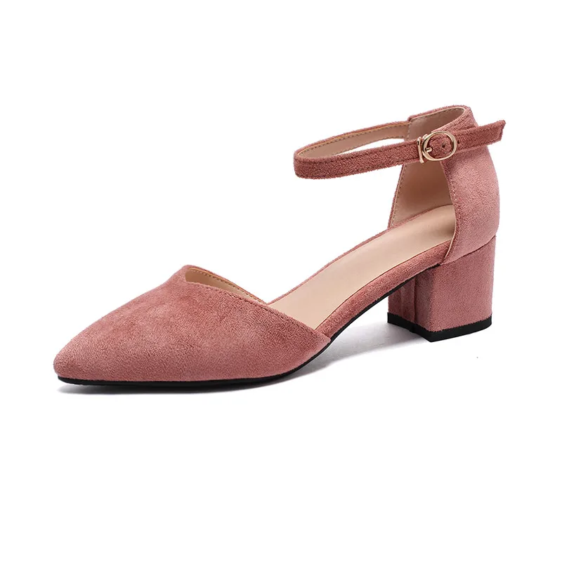 YMECHIC летние 2019 синего черного и розового цвета блок высокий толстый каблук