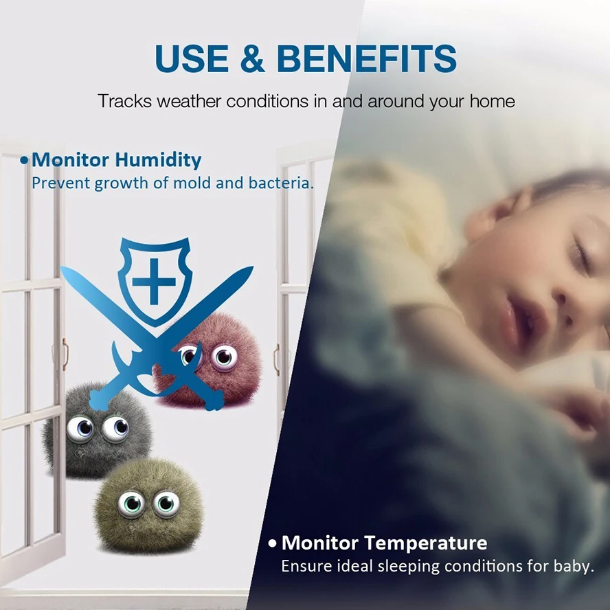 AOTOUIND монитор влажности с внутренним термометром Измеритель температуры и