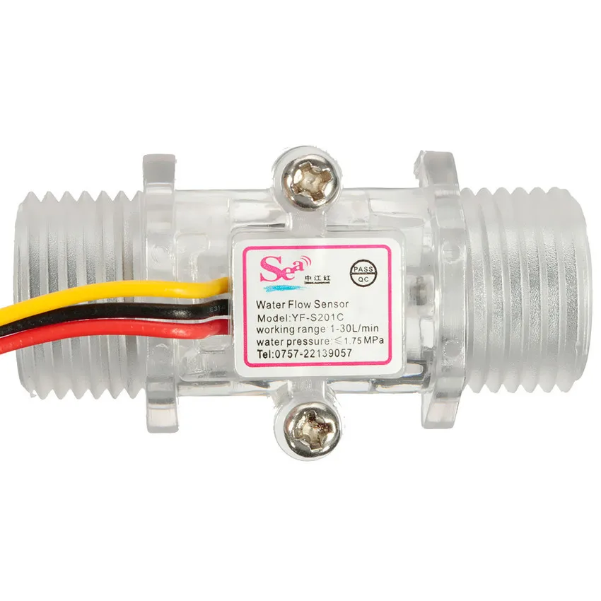 

Transparent Water Flow Control Switch Sensor Flowmeter Counter 1-30L/min 1.75Mpa