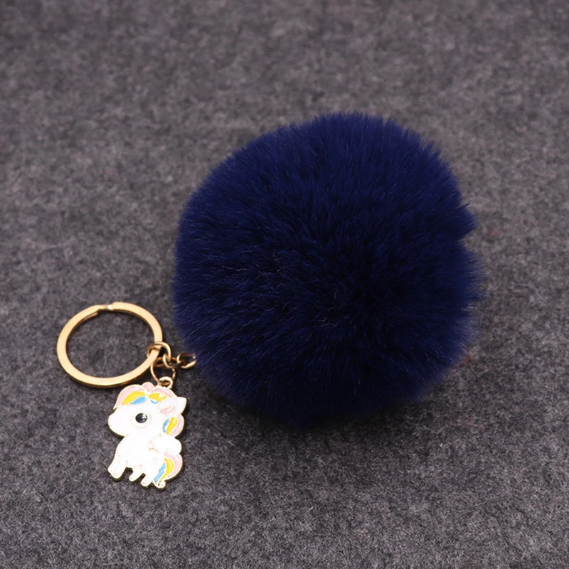 Красивая пышная Единорог брелок кулон милый помпон искусственный мех сумка