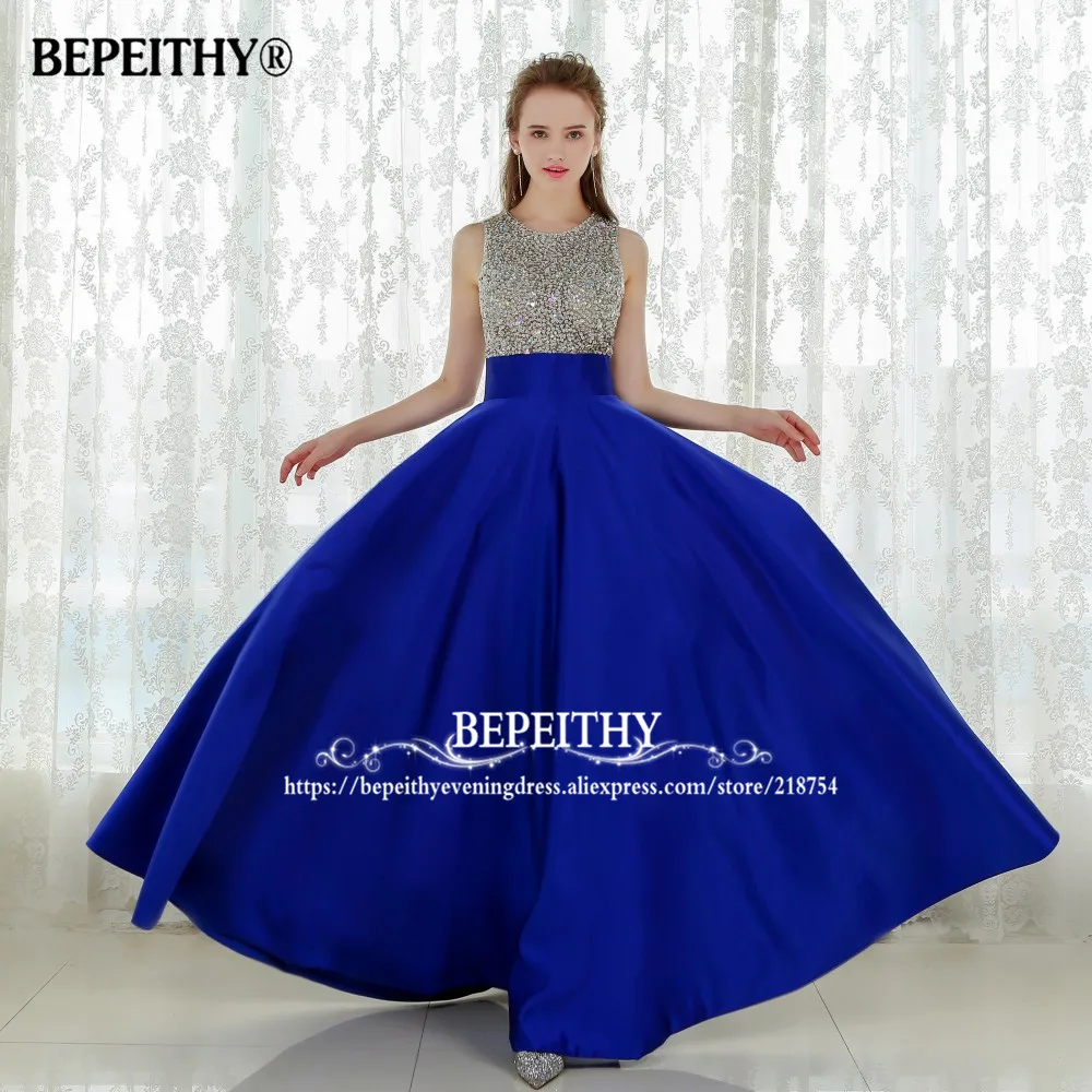 Vestido Longo, королевское синее длинное вечернее платье,, Хрустальный Топ, винтажные платья для выпускного вечера, Robe De Soiree, быстрая, с карманом
