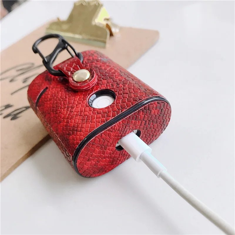 Роскошный чехол из искусственной кожи под змеиную кожу для Apple AirPods Air Pods