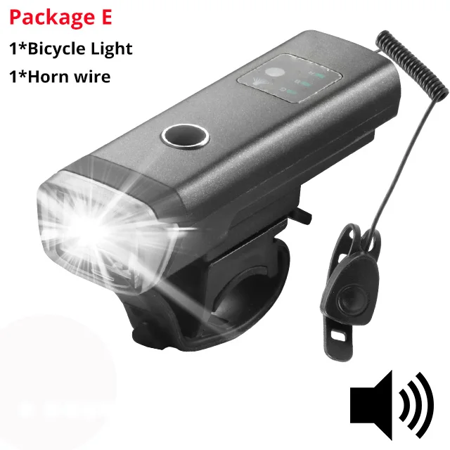 With Horn wire 2600 мАч умный передний велосипедный светильник USB Перезаряжаемый Водонепроницаемый светодиодный фонарь для велосипеда велосипедный головной светильник для скалолазания безопасный светильник-вспышка - Цвет: With Horn wire