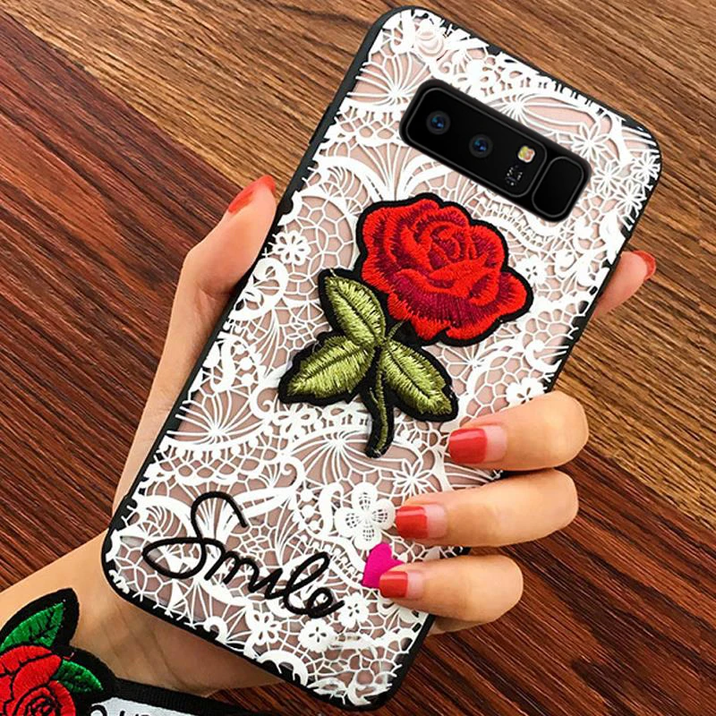 XinWen luxury 3d cute Fashion Rose Flower hard PC Phone cover coque case For samsung galaxy Note 8 Note8 Sexy Woman Lace Back |