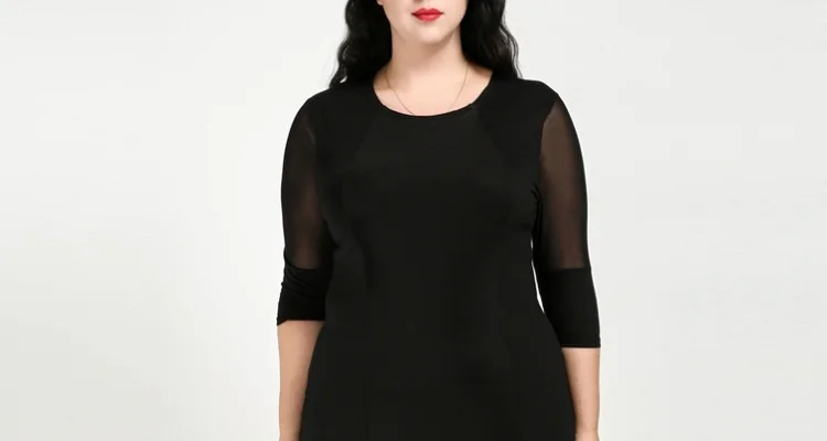 TUHAO, лето, 4XL, 5XL, 6XL размера плюс, Женские Элегантные платья с сетчатыми рукавами, большой размер, элегантное черное офисное вечернее платье, RL