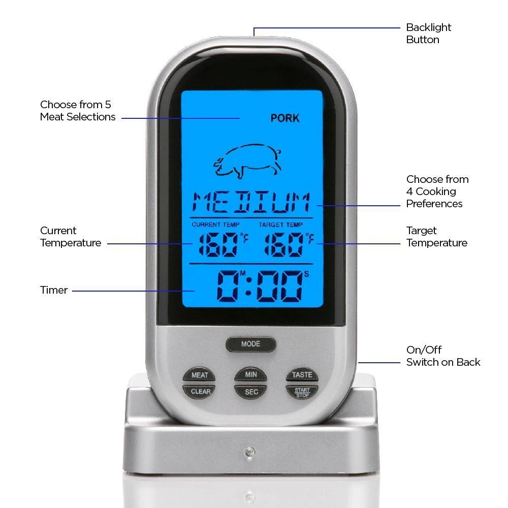 Термометр для барбекю цифровой термометр гриля беспроводной пищевой духовки с