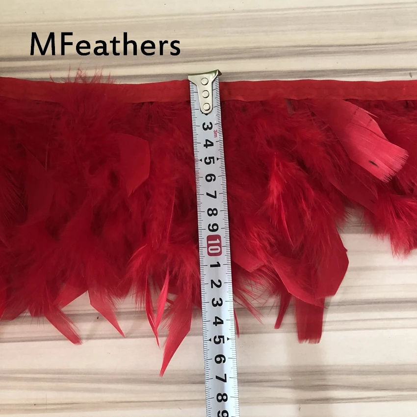 Wholesale 10Meters Dyed Red Turkey feather fringe trims 10-15cm 4-6inches chandelle marabou trimming skirt dress | Дом и сад