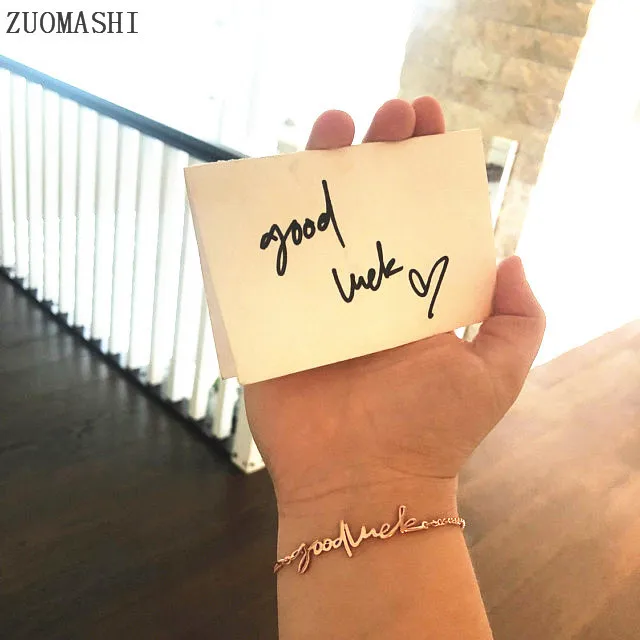 Пользовательские почерк браслет персонализированный памятник Подпись