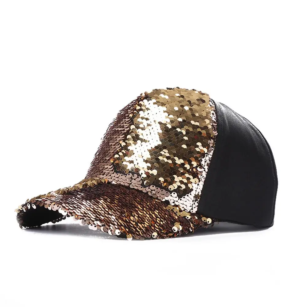Унисекс женский двойной цвет блестки Регулируемый головной убор Хип Хоп