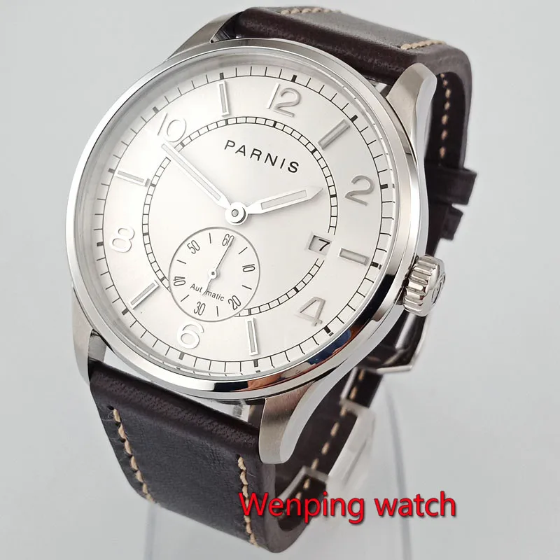 Часы мужские механические с кожаным ремешком 41 мм|Мужские часы| |