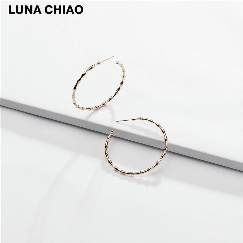 LUNA CHIAO модные ювелирные изделия металлические бамбуковые обручи Серьги Медь