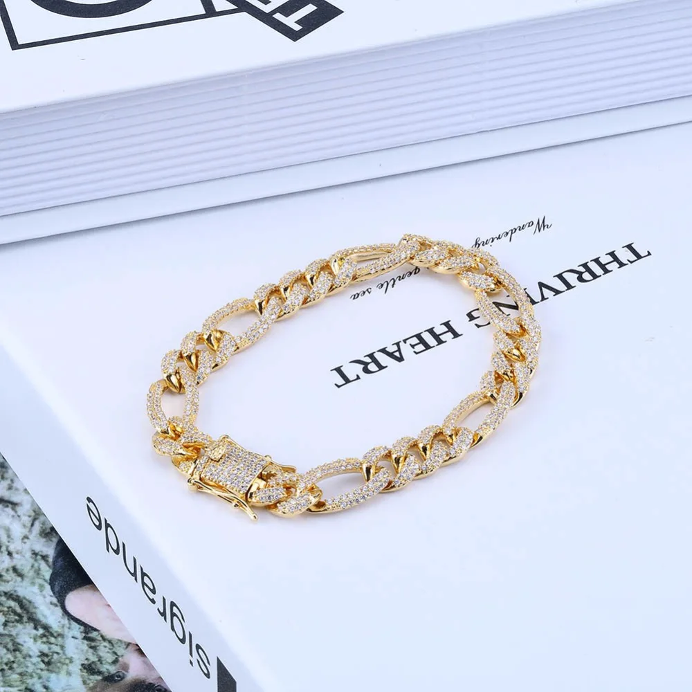 10 мм коробка замок цепи NK браслет для мужчин в стиле хип хоп Bling ограненные Стразы