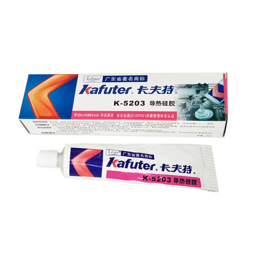 80 г Kafuter K-5203 теплоотвод светодиодный Теплопроводящий силиконовый процессор склеивание клей светодиодный светильник силиконовый резиновый клей