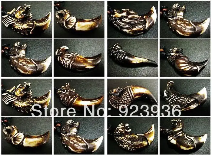 10 шт. Тибетский кулон мужской крутой Тотем яка кость Готический Байкерский &