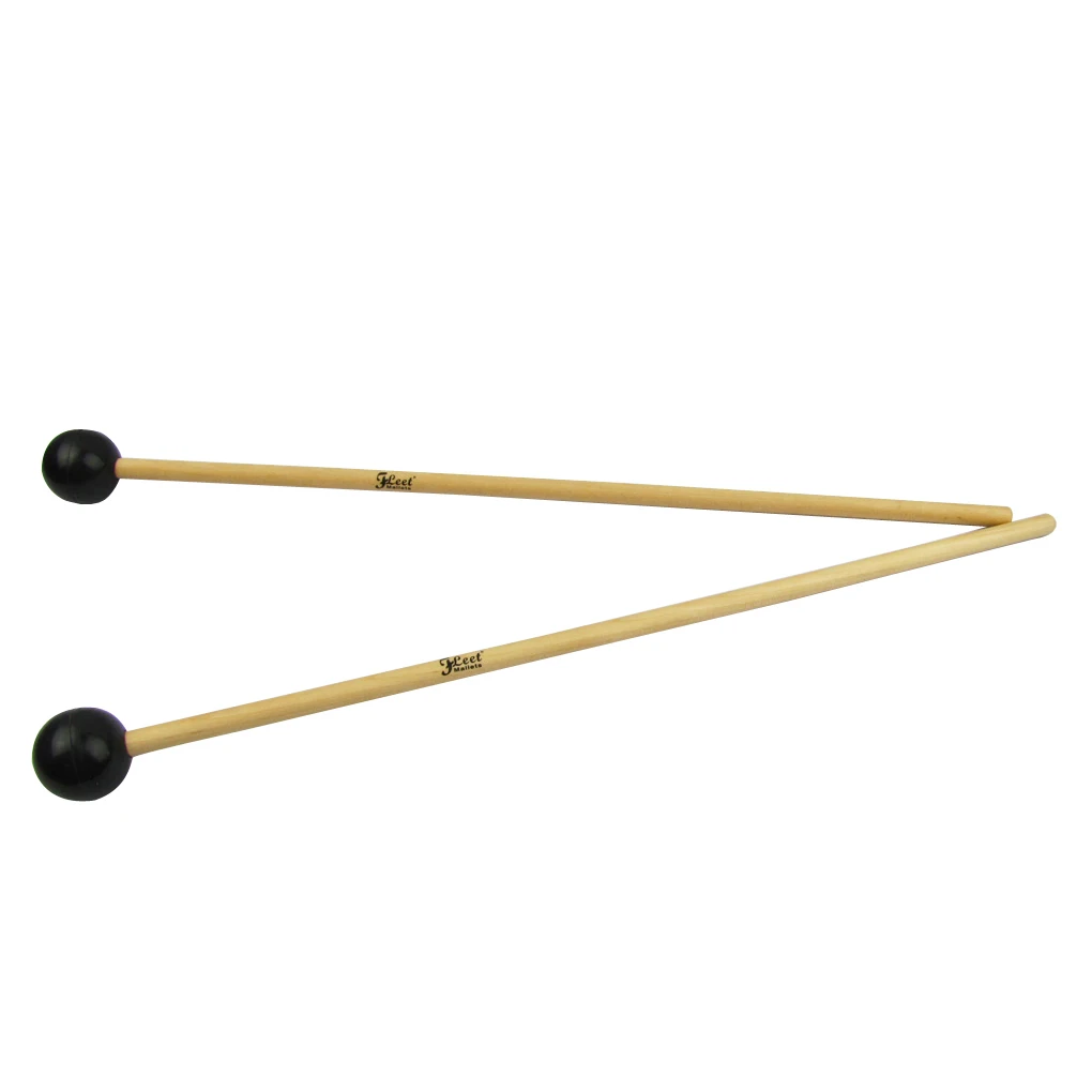 FLEET 1 Pair Glockenspiel Xylophone Bells Mallets Sticks XM1 -Black Rubber Head Maple Wood Handle for Warm Sound |