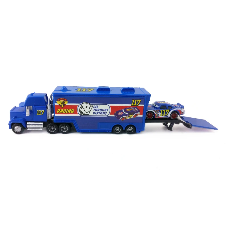 Disney Pixar Cars Lightning Mcqueen 2 шт. № 117 Torquey Pistons Mack Uncle Truck &amp Racer 1:55 Литые металлические