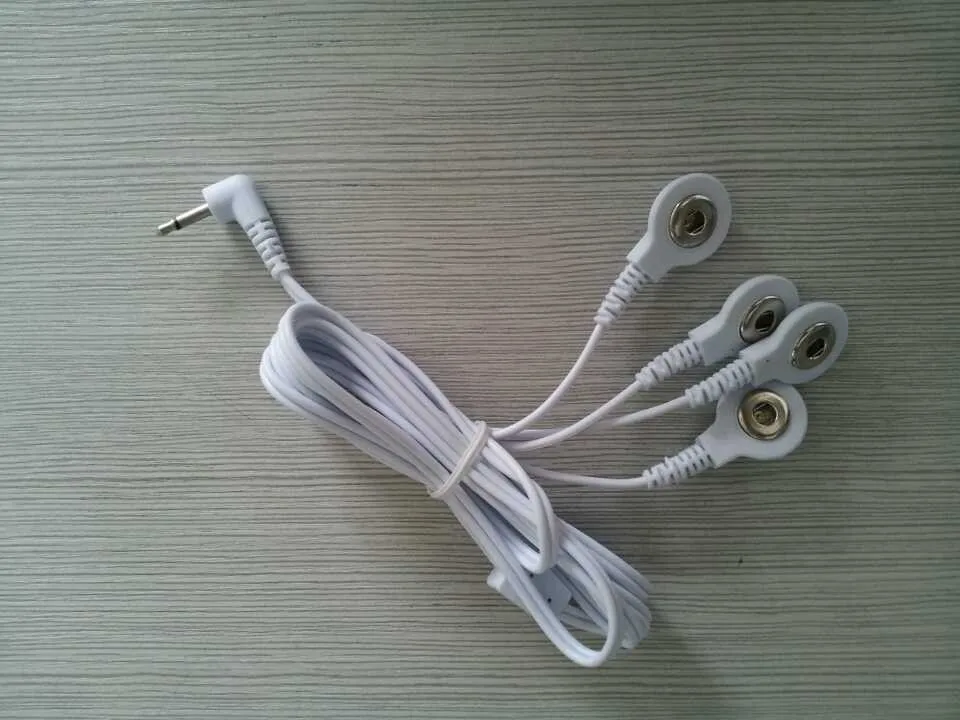 50pcs/lot 4 in 1 DC 2.5mm Electrode Cable Connecting Wire With 3.5 Snap Hole for TENS EMS digital therapy machine