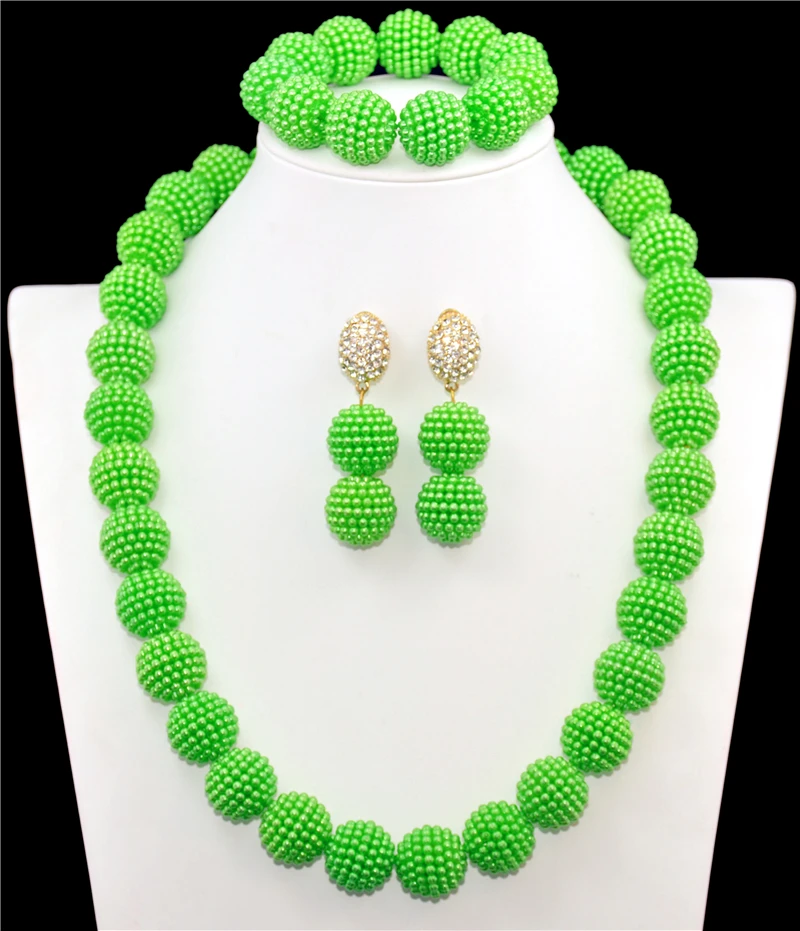 Зеленый искусственный жемчуг длинное ожерелье браслет серьги бусы ювелирный