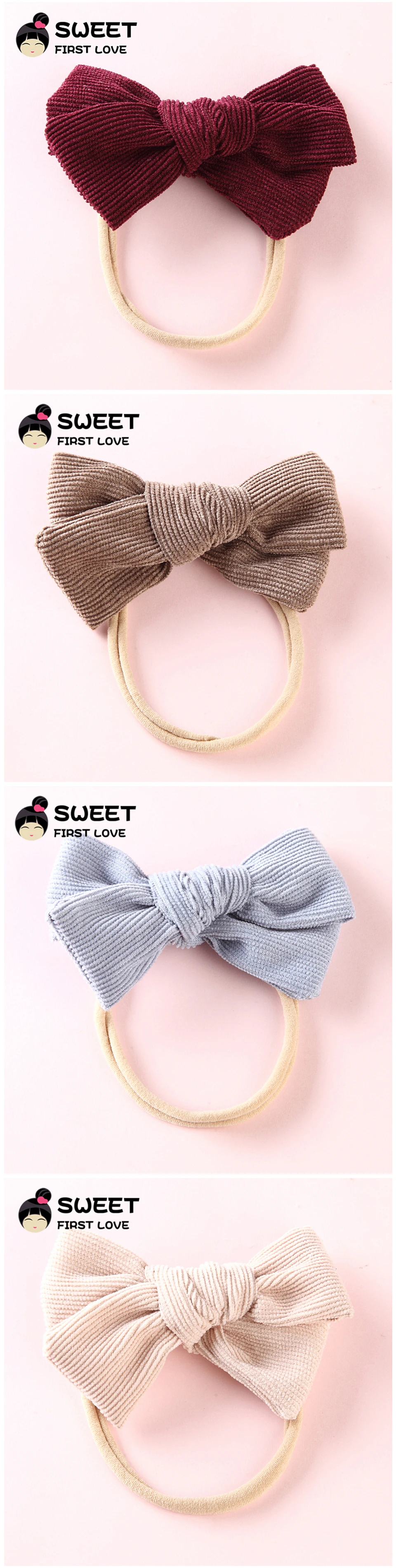 1 шт., вельветовый бант из нейлона, повязки для детей, для девочек, мягкие эластичные повязки на голову, милые аксессуары для волос, головные уборы, повязки для волос, вечерние, подарок