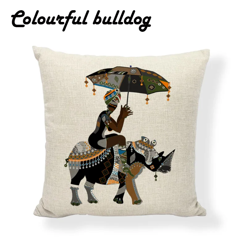 Африканская Подушка с изображением женщины наволочка индийским тотемом слона