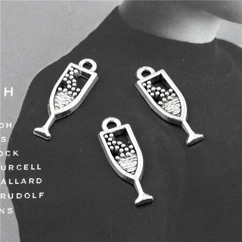 Подвески в виде винной бутылки серебристого цвета 20 шт. стеклянная подставка