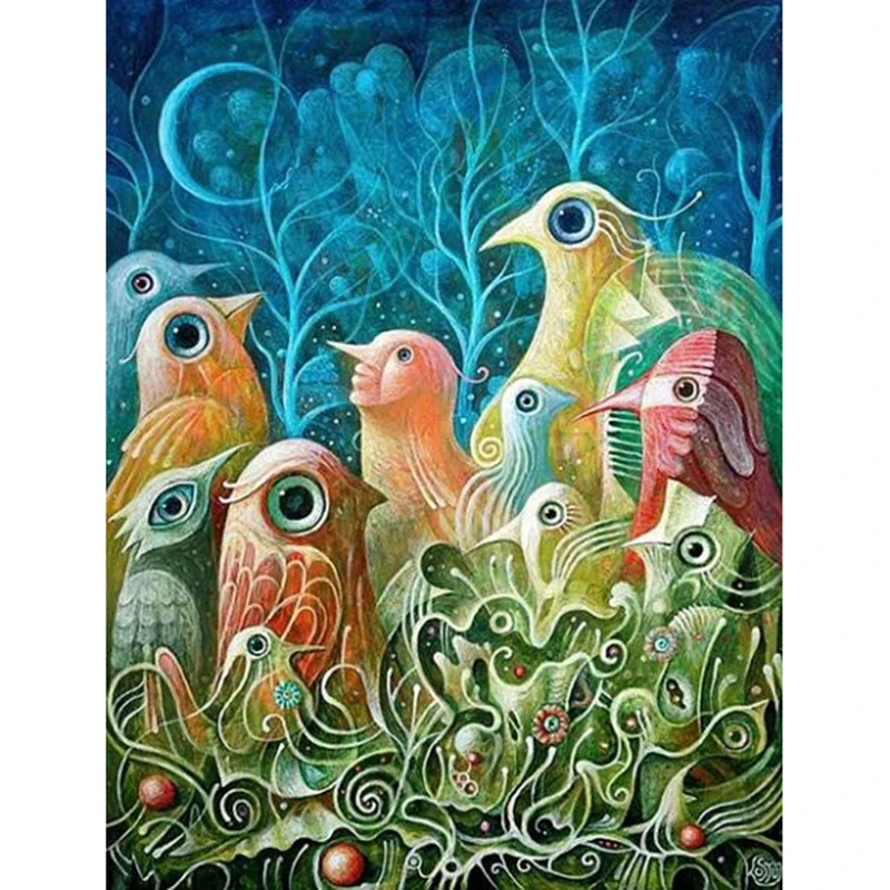 

DIY Diamond Painting Square/Round Cartoon Bird Diamond Embroidery Cross Stitch Animals Diamond Mosaic Picture Rhinestones l635