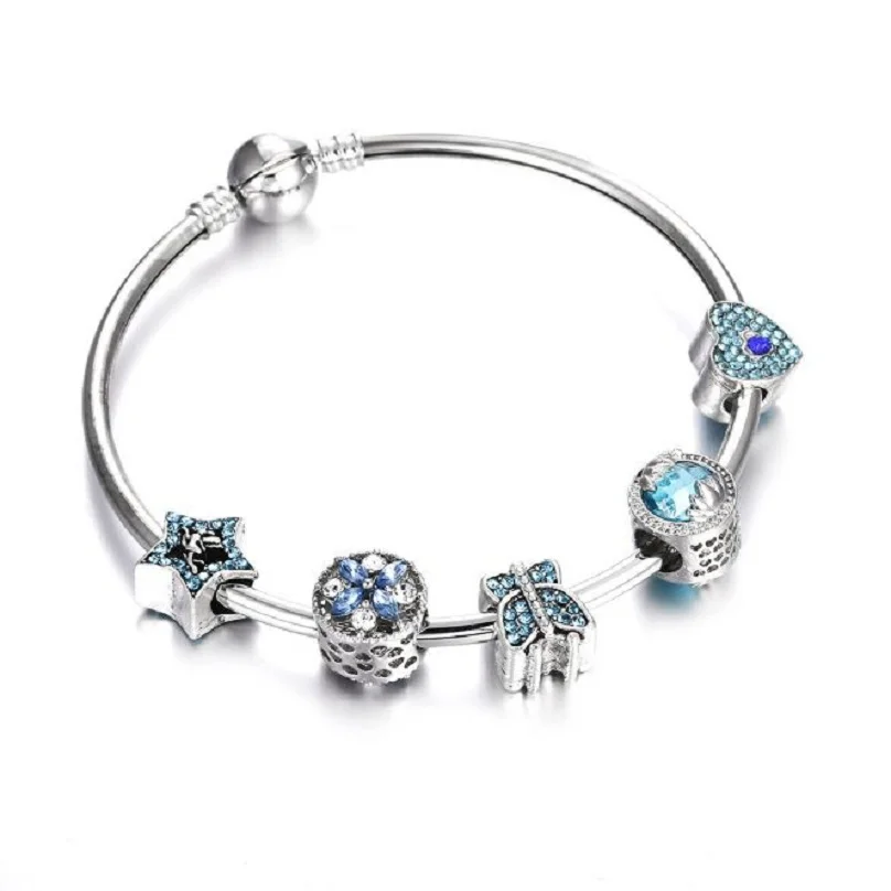 Изысканный креативный браслет diy модные ювелирные изделия синие стеклянные