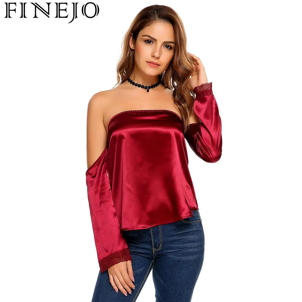 FINEJO Длинные Модные женские Топы без бретелек с кружевными вставками - купить по