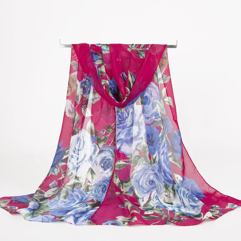 Женский шифоновый шарф новый с принтом роз ожерелье-тюрбан лето 2019 |
