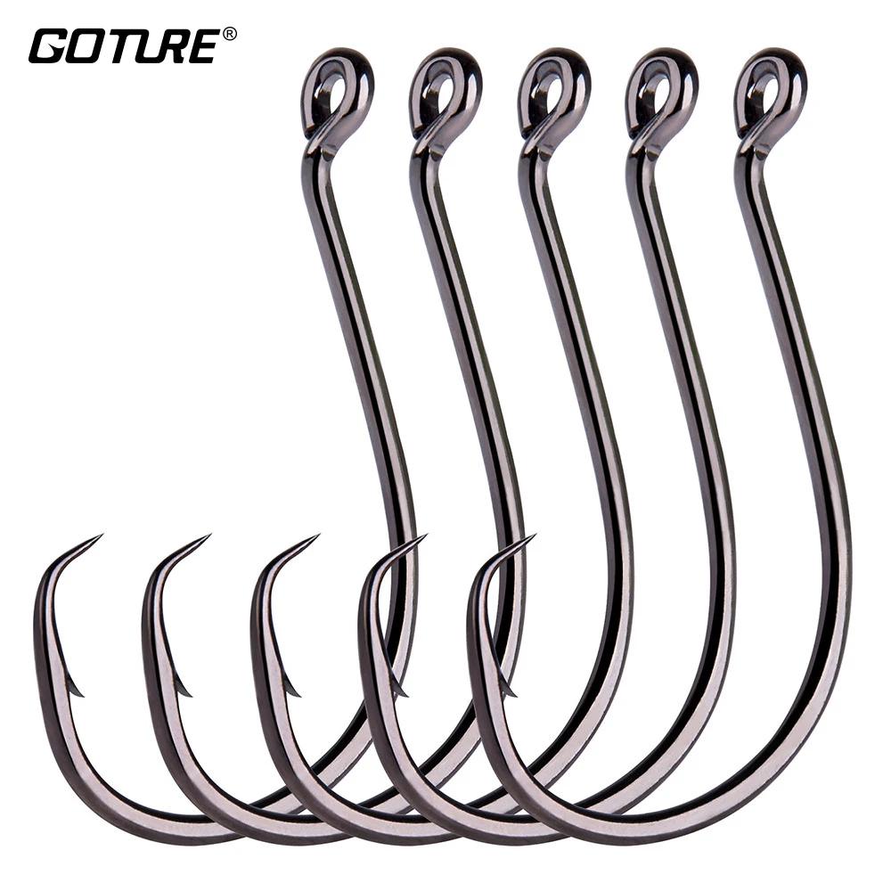 Goture 50 шт./лот офсетные рыболовные крючки Mustad Высокоуглеродистая сталь морской воды Вибрационный крючок Круг Осьминог Крючки Размер 1/0-10/0