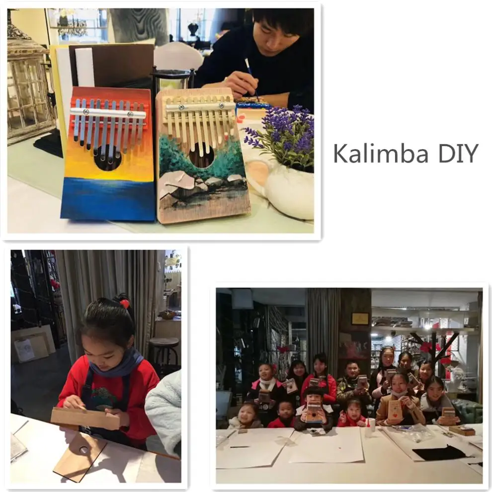 10 ключей Kalimba DIY Kit бук дерево большой палец пианино Mbira мини музыкальный инструмент для картина ручной работы родителей и детей
