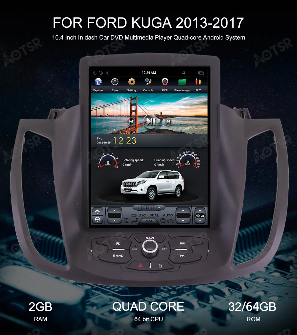 Android 7 Tesla стиль автомобиля нет dvd-плеер gps навигация для Ford Kuga 2013+ Авто Стерео головное устройство Мультимедиа Радио магнитофон
