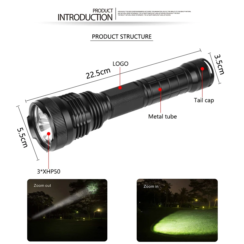 Новый горячий 3 * XHP50 светодиодный фонарик ультра яркий водонепроницаемый Linterna