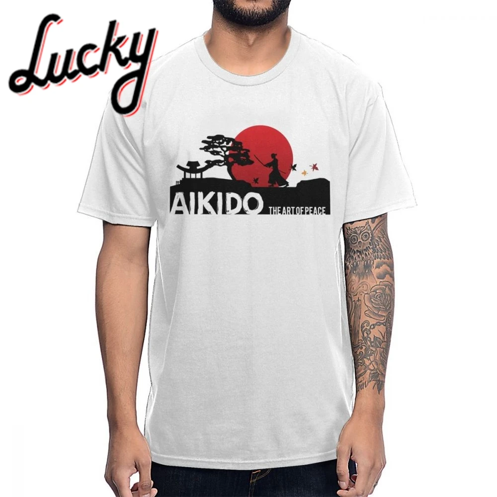 Для мужчин футболка Aikido искусство мира хороший хлопок новинка Crewneck хип-хоп