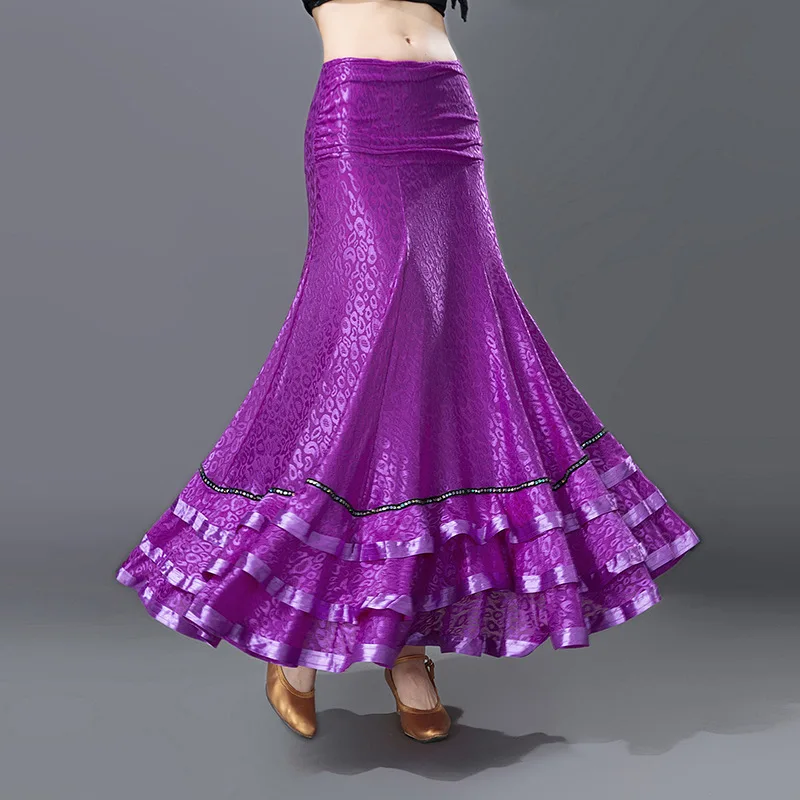 

Lady Ballroom Dancing Skirt Girls New Female Modern National Standard Waltz Dance Practice Shows Full-length Dresses D0807