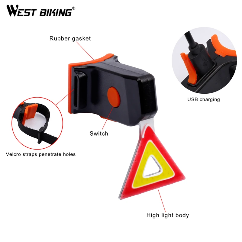 WEST BIKING Водонепроницаемый Велоспорт Хвост светильник USB Перезаряжаемые супер