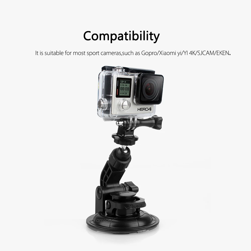 Vamson для Go Pro Hero 8 7 6 5+ 9 см диаметр автомобиля присоска штатив База крепление для Gopro аксессуары для SJ4000 для Xiaomi VP522