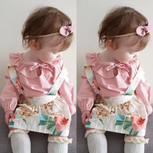 Новинка комплект цветочной одежды для маленьких принцесс розовые топы девочек