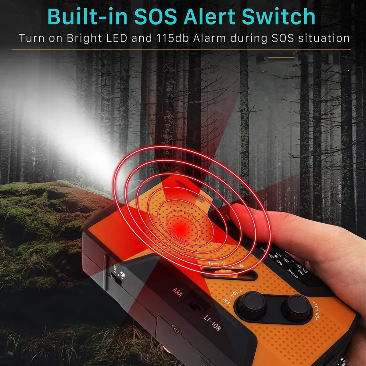 Радио Солнечный цифровой Кривошип аварийный AM/FM NOAA погода портативный радио