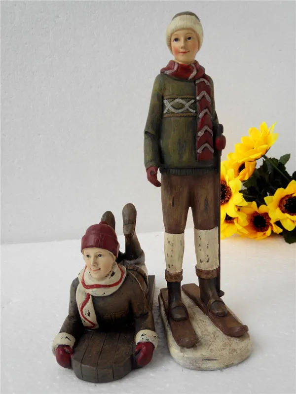 Couple Лыжная пара, модель куклы, домашний декор, фигурки, фея, креативная фигурка для любителей катания на лыжах, украшения для бонсай, украшение для дома, аксессуары для рукоделия - Цвет: Couple