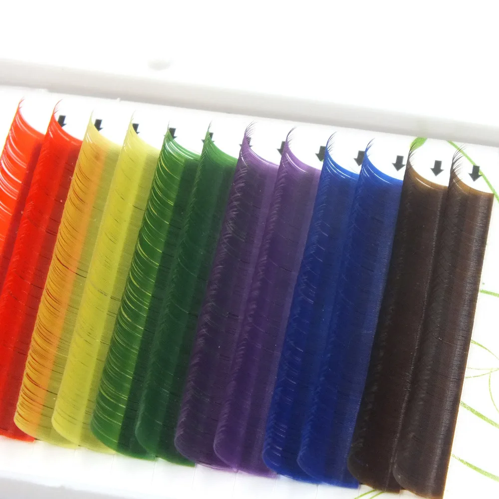New 6 colors Rainbow Colored Eyelash Extension color eyelashes extension tool All size | Красота и здоровье